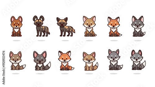 Collection of Cartoon Foxes in Various Poses.