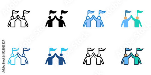Diplomatic Relation icons set multiple style collection. Editable stroke 
