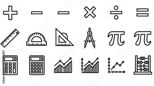 Set of minimalist mathematics and geometry outline icons