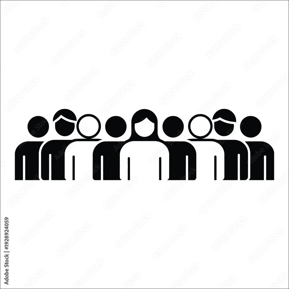 Obraz premium Group of diverse people in black and white figures