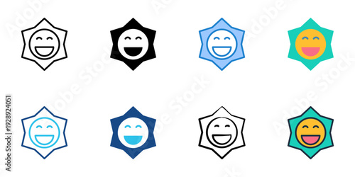 Emoji icons set multiple style collection. Editable stroke 
