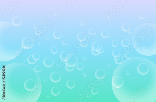 夏の海をイメージした爽やかな青いグラデーションカラーの背景に、泡を散りばめた清涼感のあるベクター背景画像(CS4保存・透明グラデーション使用)