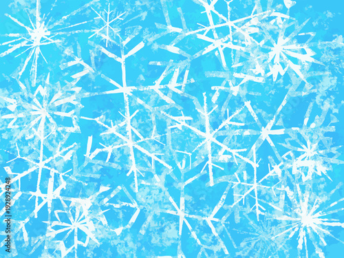 雪の結晶 冬のブルー背景に広がるスノーフレーク抽象テクスチャ クリスマスや季節デザインに使える爽やかなベクター素材 / Snowflake winter blue background abstract texture fresh seasonal design vector for Christmas