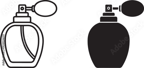 Black and white perfume bottle with sprayers fragrance
