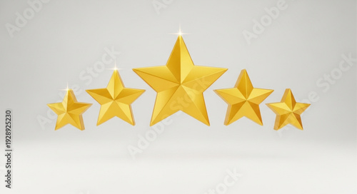 Five Golden Stars Representing Excellent Quality and Success.