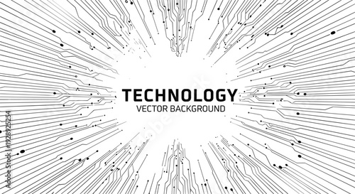 Technology vector background with abstract digital circuit board lines and data transmission connections for cad drawing flat vector illustration design,