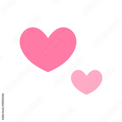 ハートアイコン ピンクのシンプルな大小ハートセット 愛情や恋愛を表現するミニマルベクター素材 / Pink heart icon set simple flat love symbol vector for romance and social media design