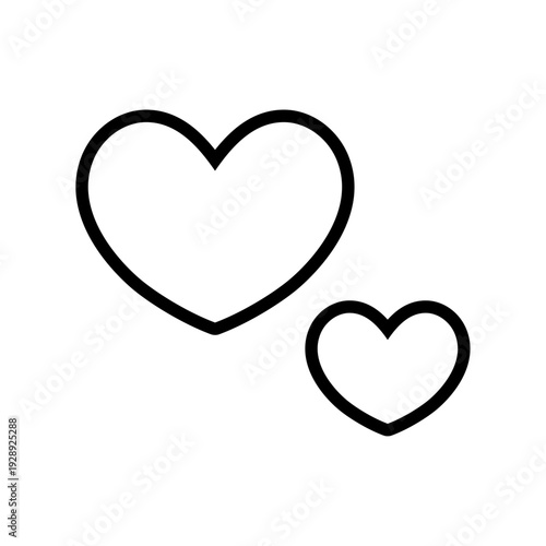 ハートアイコン ピンクのシンプルな大小ハートセット 愛情や恋愛を表現するミニマルベクター素材 / Pink heart icon set simple flat love symbol vector for romance and social media design