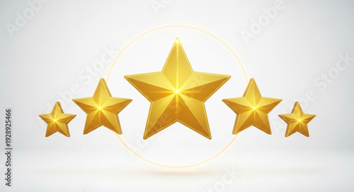 Five golden stars arranged in a row on a white background.