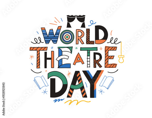 Theatre Masks and Stage Vector, World Theatre Day Cultural Celebration Illustration