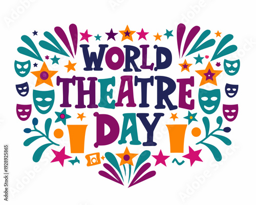 WORLD THEATRE DAY vector illustration isolated on white background