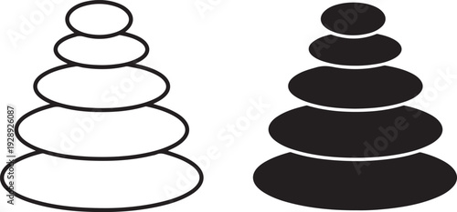 Black and white stacked oval shapes side by side stacked stones zen stones minimalist balance