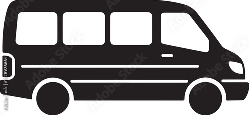 Bus and van vehicles isolated on a white background illustration