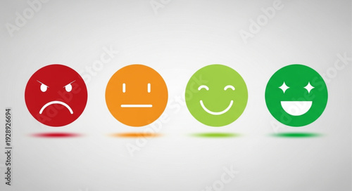 Four emotion faces showing different levels of satisfaction.
