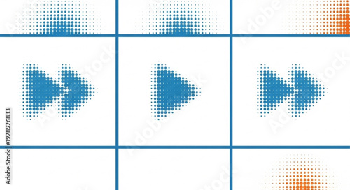 Forward Play Button Icon Halftone Pattern.