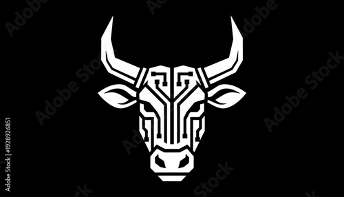 Geometric Bull Head Logo Design Element 1.