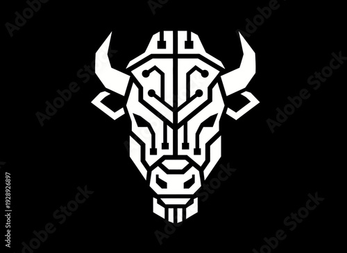 Geometric Bull Head Logo Design Element.