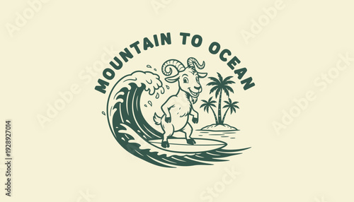 Illustration of Ram Emerging from Wave.