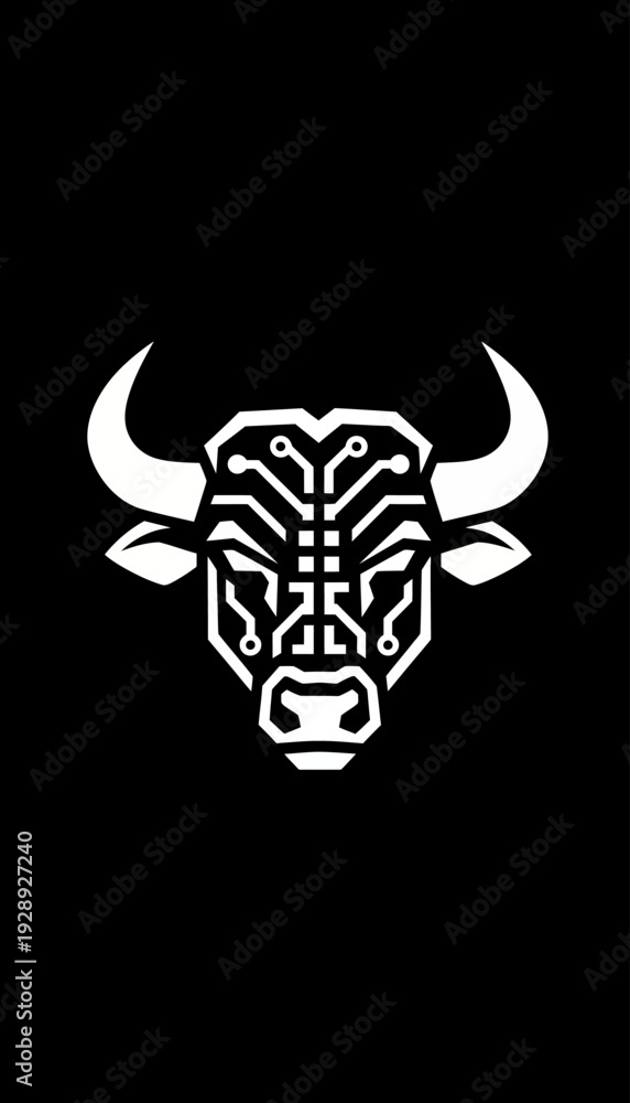 Fototapeta premium Stylized Bull Head Graphic Design Element.