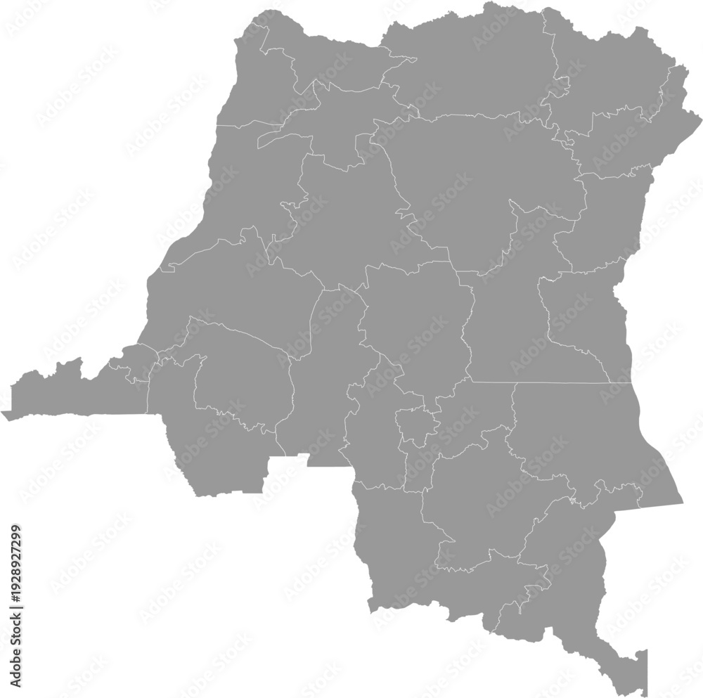 Obraz premium Democratic Republic of the Congo Map Gray Single Color Vector