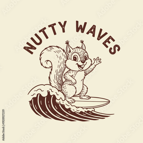 Squirrel Surfing on Wave with Nutty Waves.