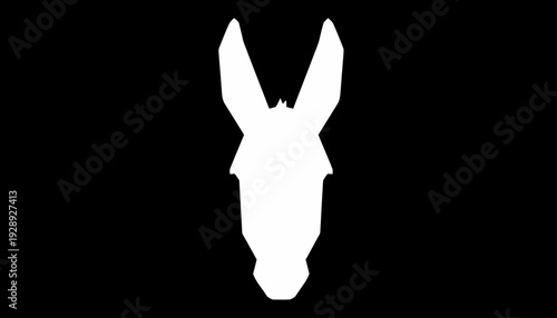 White Donkey Silhouette on Black Background.