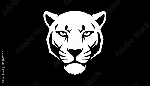 White Lioness Head Illustration Design Element.