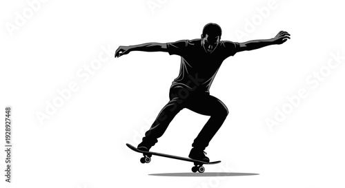 Man Performing Skateboard Tricks in Action.