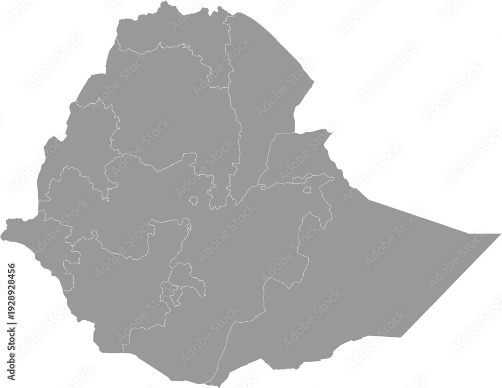 Fototapeta premium Ethiopia Map Gray Single Color Vector
