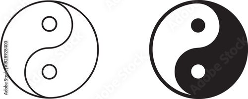 Yin Yang icon isolated on white background. Simple balance harmony symbol design.