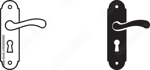 Door handle icon isolated on white background. Simple flat access symbol design.