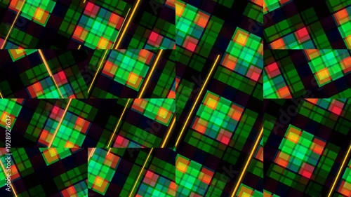 Abstract geometric pattern with colorful squares and lines