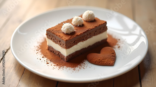 Tiramisu Cake Slice with Cookie Topping