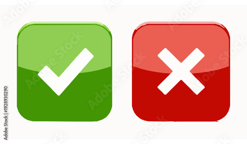 Accept and reject glossy square symbols vector