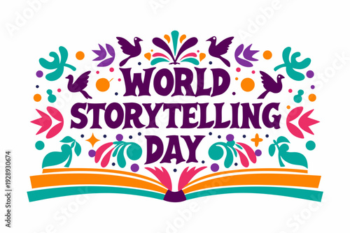 WORLD STORYTELLING DAY vector illustration isolated on white background