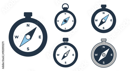 Compass Line art modern bright color illustration