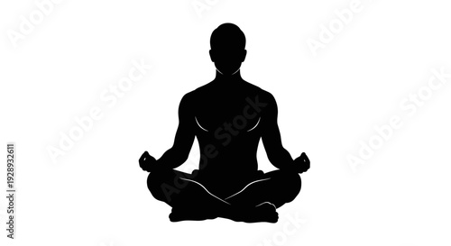 Silhouette of Person Meditating in Lotus Position.