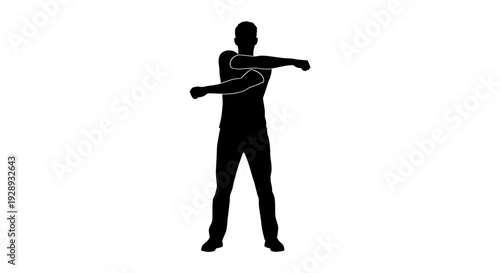 Silhouette of a Person Exercising with Resistance Band.