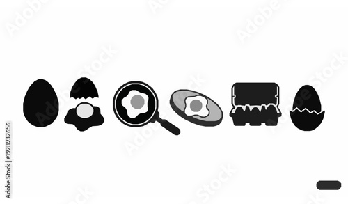 Bold Egg Silhouette Icon Set Vector Collection Food Breakfast Illustration for Web and Print