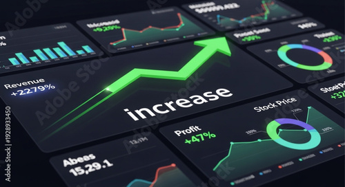 Financial Stock Market Growth Increase Chart Display.