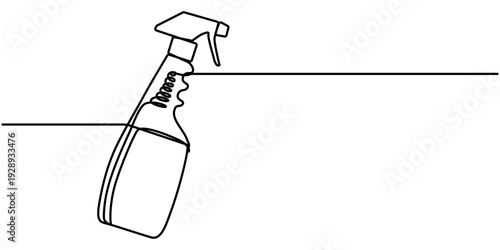 Continuous line drawing of cleaner spray bottle. Single line illustration of spray bottle. Disinfectant, Barber, Gardener, concept. Editable outline. 