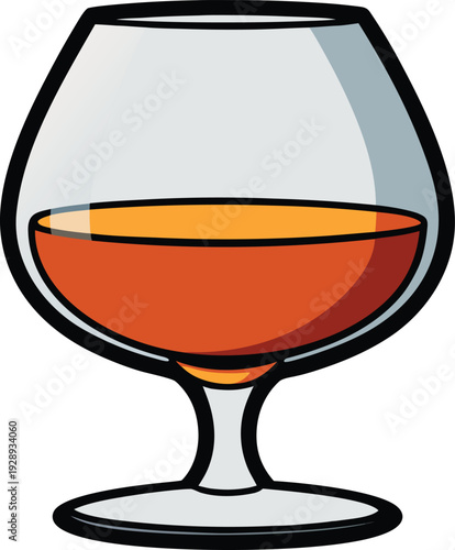Glass of amber liquor in a snifter drink vector illustration