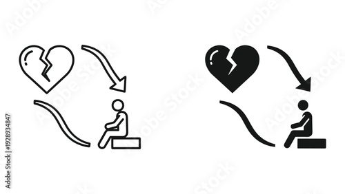 Emotional heartbreak concept with person sitting alone