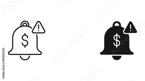 Notification bell icons with dollar sign for finance alerts