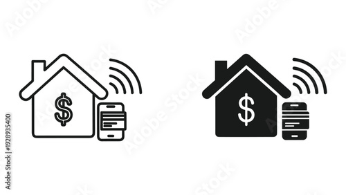 Smart home financial management concept with mobile payment