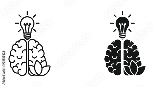 Brain with lightbulb symbolizing creativity and innovation