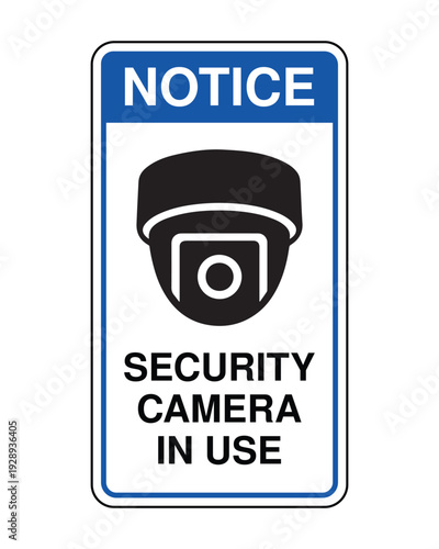 Security Camera Notice Sign – Blue Header