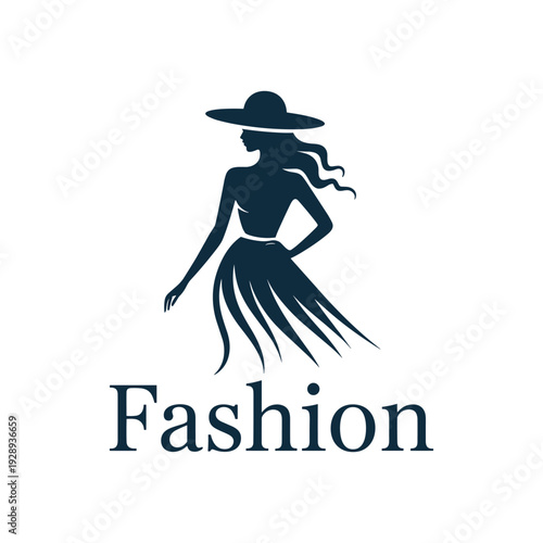 Elegant woman in a stylish dress and hat silhouette