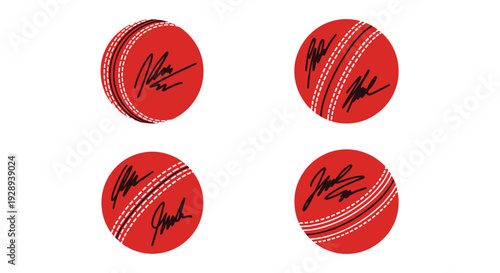Cricket Ball Signed minimal smooth color illustration