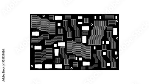 technology circuit board ,b lack isolated silhouette